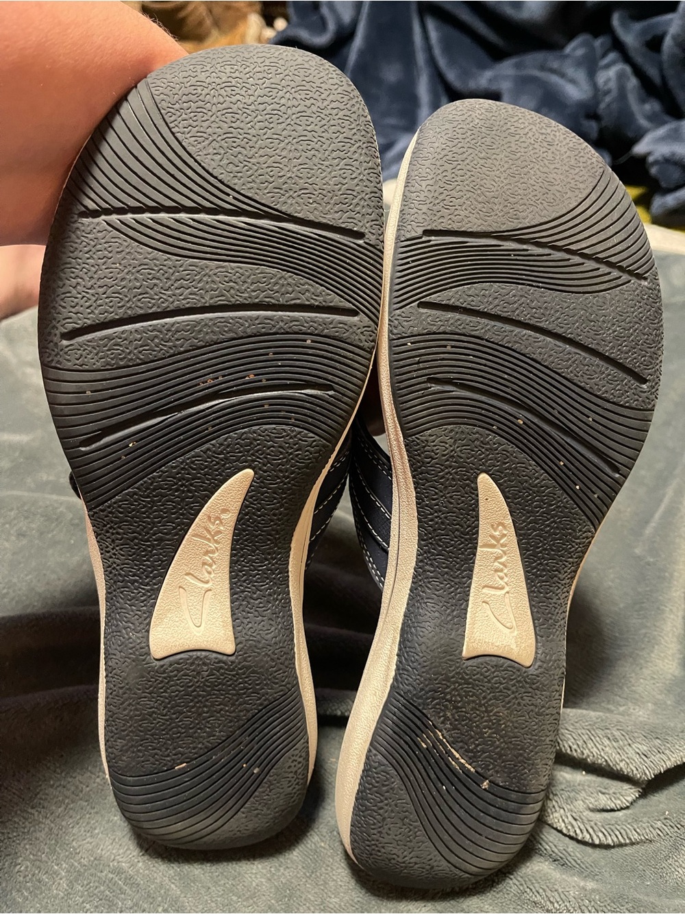 Clarks Cloudsteppers Navy Blue Flip Flop Sandals Womens Sz 11 Comfor Thong Strap - Picture 4 of 6